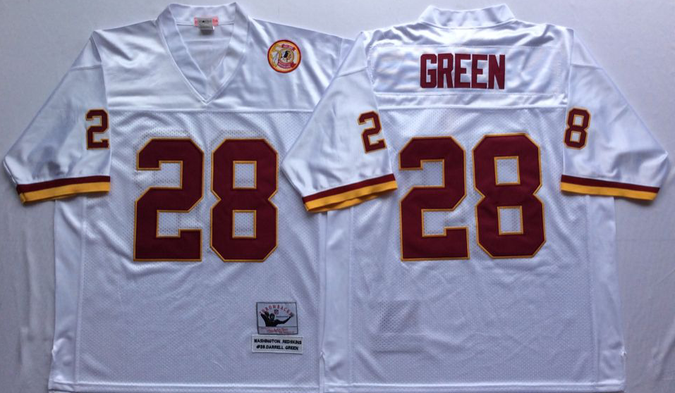 Men NFL Washington Redskins 28 Green white Mitchell Ness jerseys